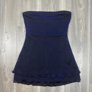 Princess Polly Strapless Blue Glitter Party Tunic Top‎